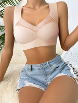 INTIMO SECRETS 2PCS Lace Sport Bras Plus Size Seamless Bra Bralette Backless Lady Brassiere Vest Female Gather Shock-Proof Wireless L-3XL