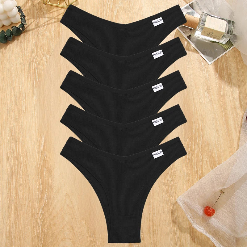 INTIMO SECRETS 5-Pack V-Waist Brazilian Thongs – Women’s Cotton Panties