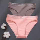2Pcs/Set M-XXL Cotton Panties for Women Letter Belt Briefs Sexy Low Rise Underwear Ladies Panty Girl Big Size Intimates Lingerie