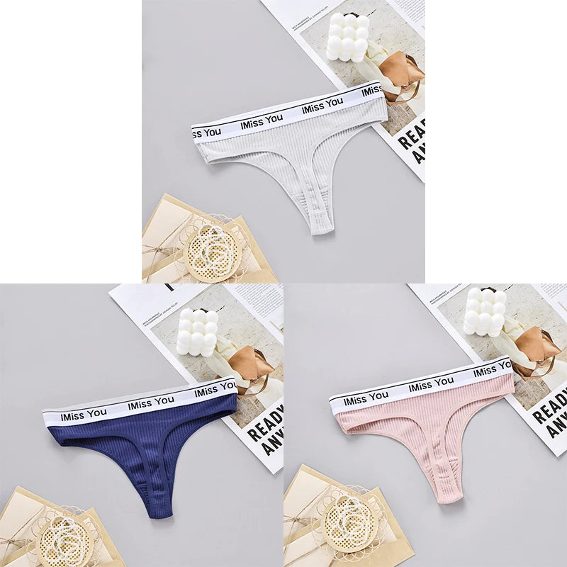 INTIMO SECRETS 3-Pack Women’s Cotton Thongs – Low-Waist, Soft & Comfortable G-String Panties