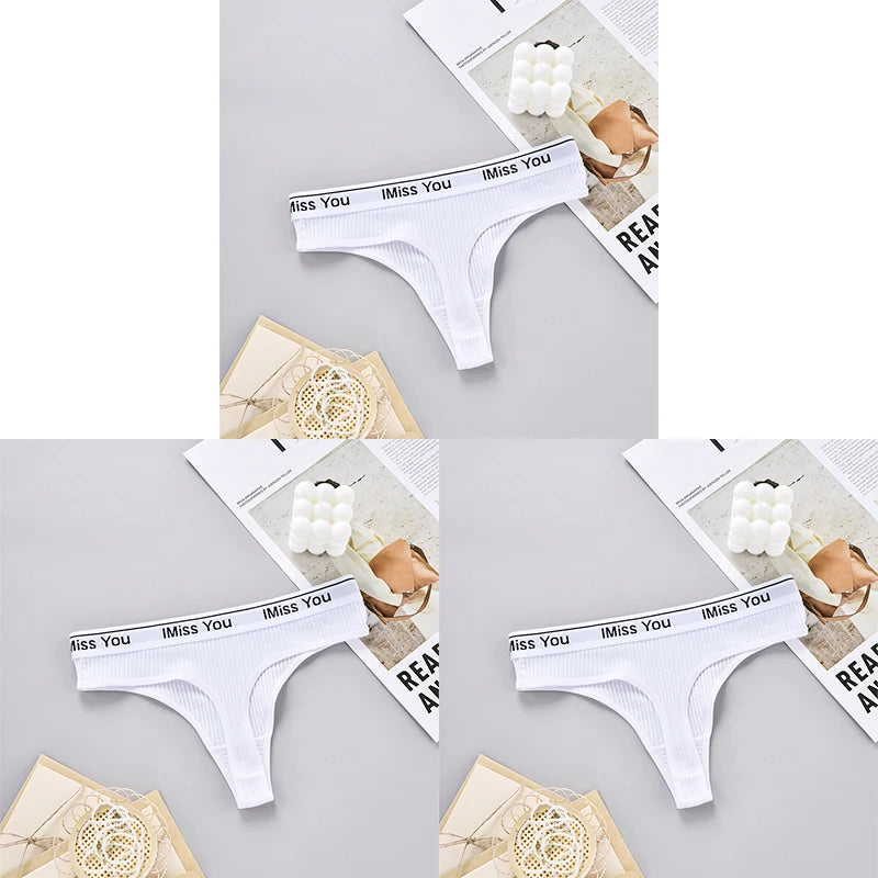 INTIMO SECRETS 3-Pack Women’s Cotton Thongs – Low-Waist, Soft & Comfortable G-String Panties