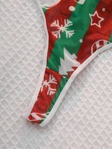 INTIMO SECRETS Sexy Christmas Print G-String – Festive Lace Thong & Breathable Soft Holiday Lingerie