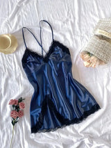 Off Shoulder Ultra Short Sexy Bras Pajamas Home Dresses Night Shirts Sexi Women's Nightgown Silk Lingerie See Through Dress