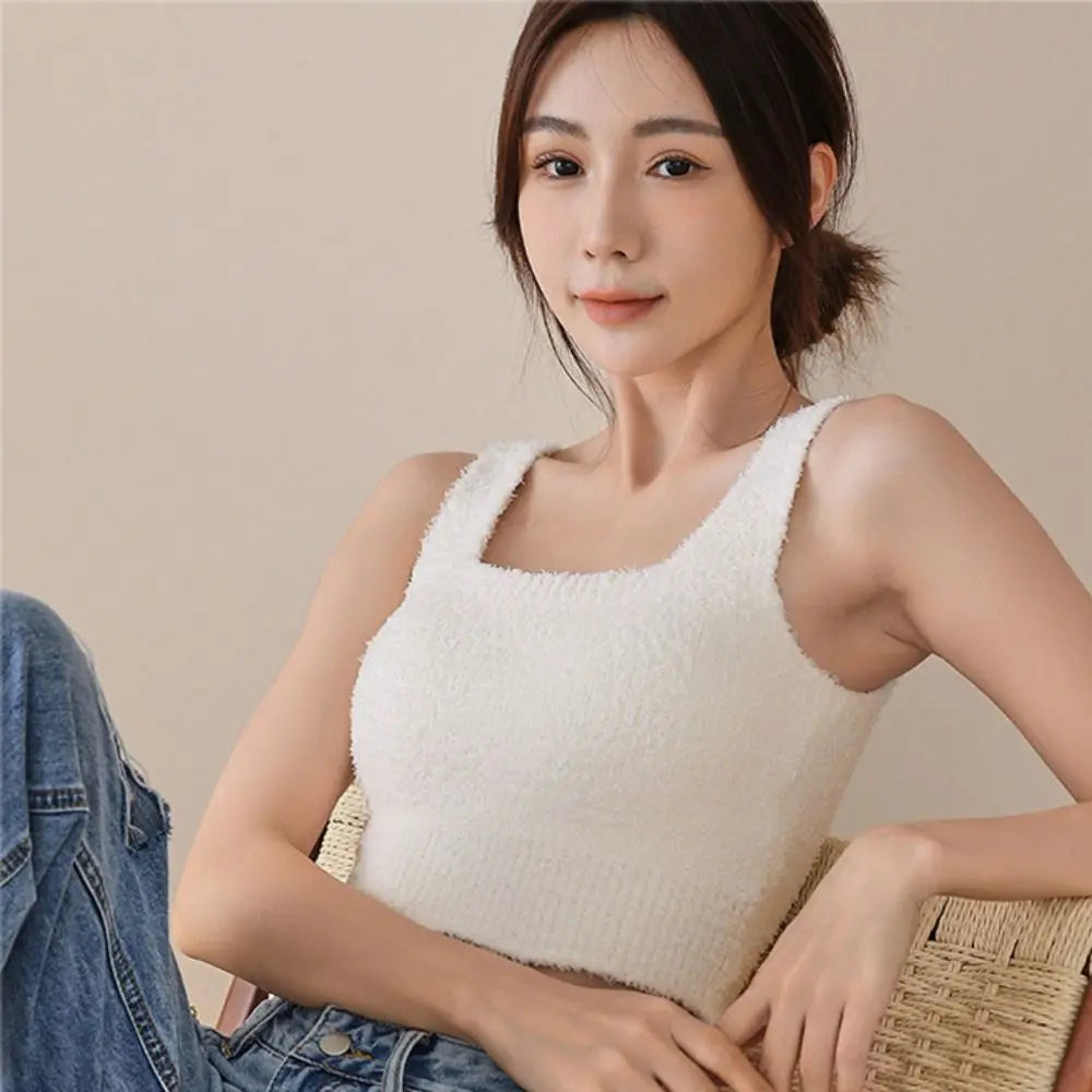 INTIMO SECRETS Winter Warm Fleece Bralette – Padded Thermal Crop Top