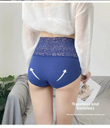 INTIMO SECRETS High Waist Cotton Briefs - V-Neck Lace Abdomen Control