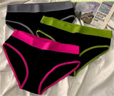 3Pcs/set Women's Panties Cotton Sports Briefs Middle Waist Solid Color Underwear Soft Breathable Underpants Female Sexy Lingerie