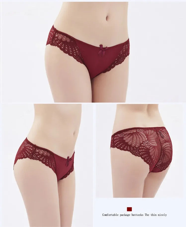 Hot Selling Item Fashion Women Underwear Sexy Lace Transparent Low Waist Hollow T Back Panties Lady Briefs Big Size M-3XL