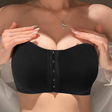 INTIMO SECRETS Women’s Black Removable Padded Ice Silk Traceless Strapless Bra – Wire-Free Seamless Underwear