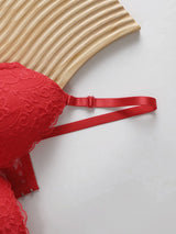 INTIMO SECRETS Embroidered Lace Push Up Bra - Underwire Support Set