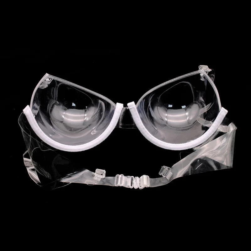 INTIMO SECRETS Women’s Transparent Push-Up Bra – Backless Invisible Bralette with Clear Straps