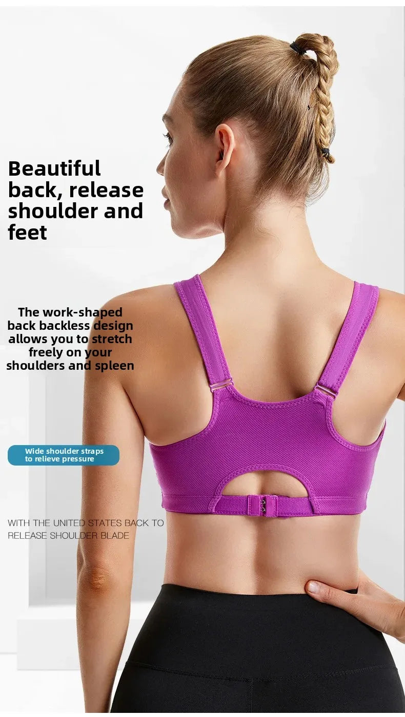 INTIMO SECRETS Women’s Shockproof Sports Bra – Front Zipper Yoga Vest