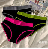 3Pcs/set Women's Panties Cotton Sports Briefs Middle Waist Solid Color Underwear Soft Breathable Underpants Female Sexy Lingerie
