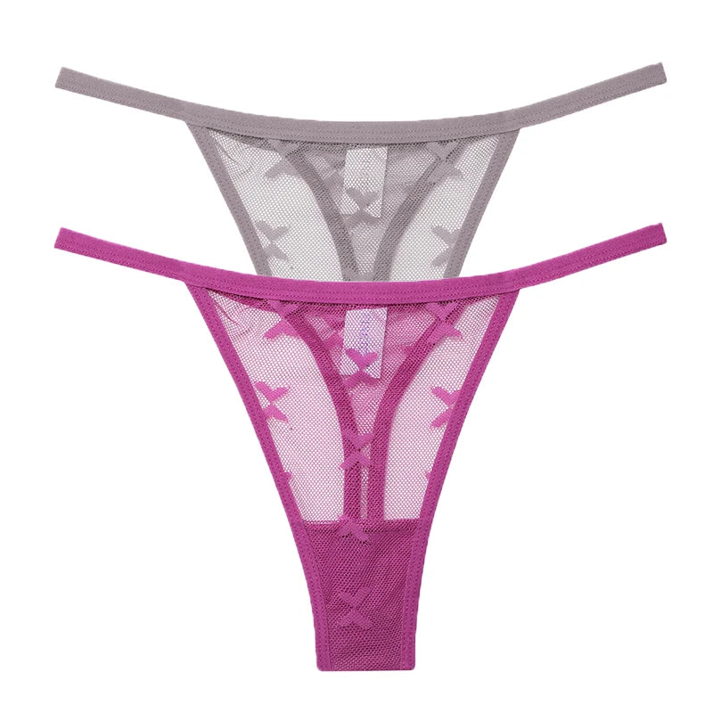 INTIMO SECRETS 2PCS Mesh Thongs – Transparent Seamless G-String Underwear for Women S-XL