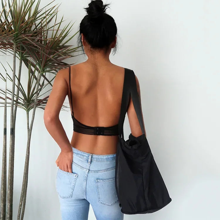 INTIMO SECRETS U-Shaped Backless Lace Bra – Wireless Invisible Lingerie