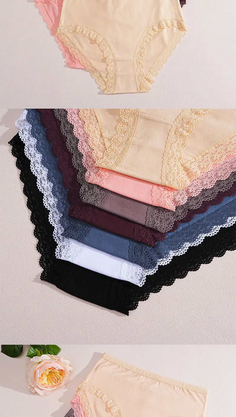 FINETOO 6Pcs Women's Cotton High Waist Panties Underwear Female Large Intimate Lingerie Briefs Woman Underpants Pantys Panties