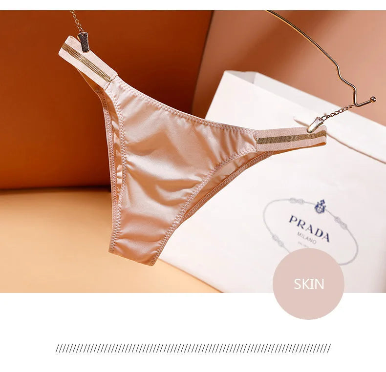 INTIMO SECRETS Ice Silk Thongs – Seamless Low-Waist G-String Underwear for Women