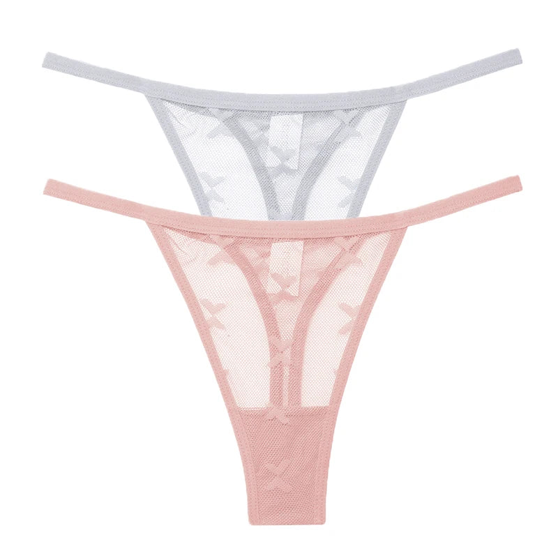 INTIMO SECRETS 2PCS Mesh Thongs – Transparent Seamless G-String Underwear for Women S-XL