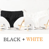 2PCS/Set Seamless G-String Panties Women Thongs Sexy Panty Lingerie Solid Color Female High Waist Thongs Women's Underwear
