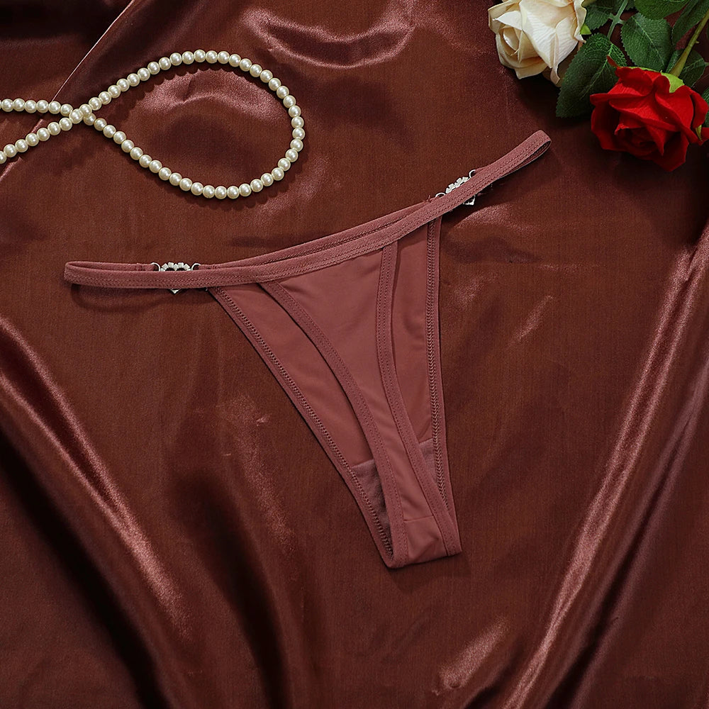 INTIMO SECRETS Sexy Heart Decor G-String - Elegant Lace Mesh Lingerie