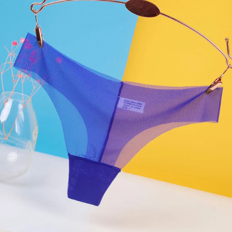 Sexy Ice Silk Panties Transparent Women Seamless Thong Underwear Low Waist Mesh G-string Lingerie трусы женские Ropa De Mujer