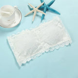 Lace Strapless Bra Women's Sexy Casual Wrap Tube Top Bandeau Short Tanks Bra Sleeveless Tank Tops