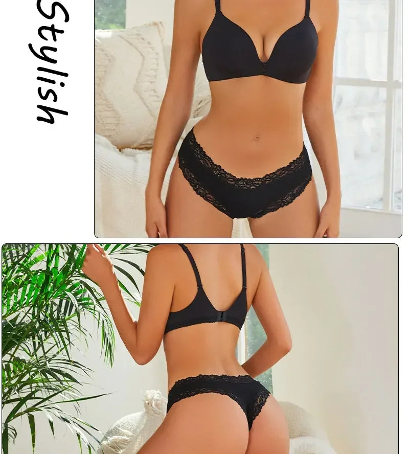 INTIMO SECRETS Women’s Low-Waist Seamless Lace Cotton Panties – Breathable Bikini Underwear