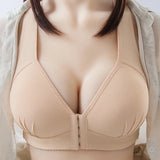 INTIMO SECRETS Large Size Front Buckle Seamless Bra V-Shape Back Breastfeeding Friendly