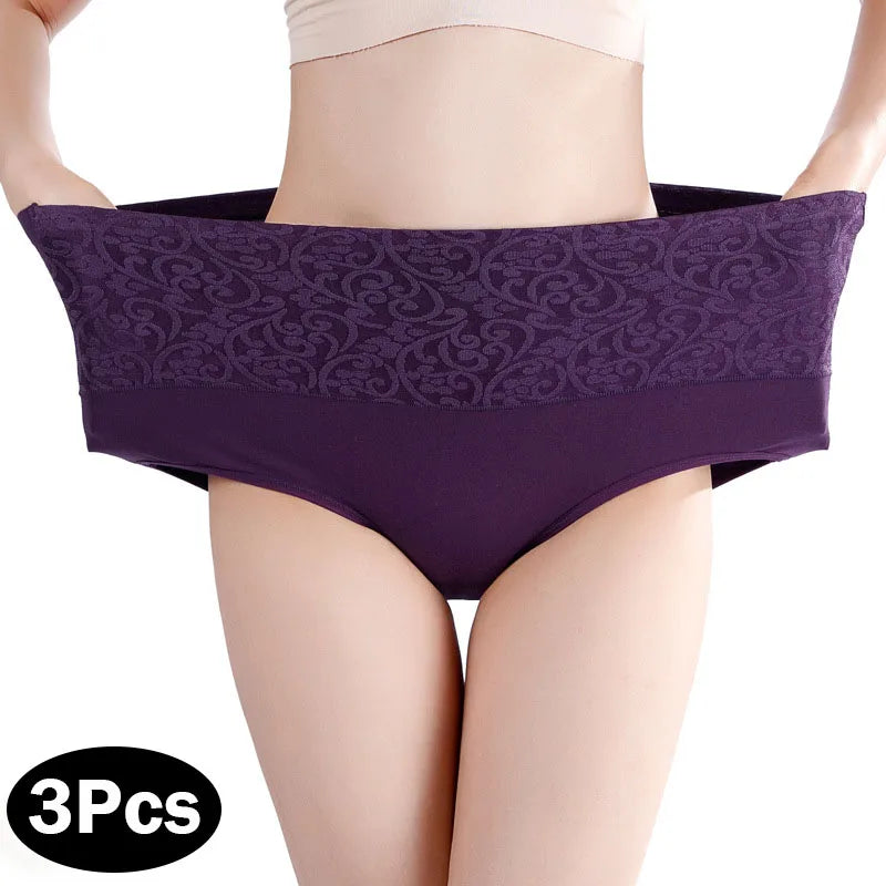 INTIMO SECRETS 3-Pack Women’s High-Waist Cotton Briefs – Breathable & Comfortable