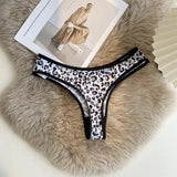 INTIMO SECRETS Women’s Leopard-Print Thong – Low-Waist Ice Silk Seamless G-String Panties