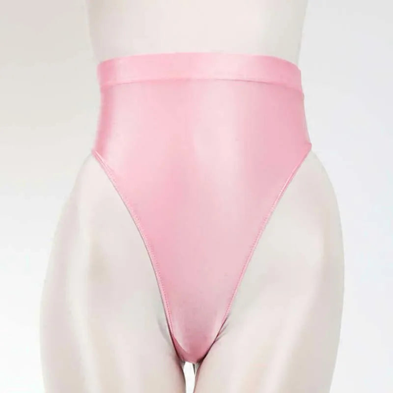 INTIMO SECRETS Shiny High-Waist Ice Silk G-String – Seamless Dance Wear & Sexy Shimmer Thong