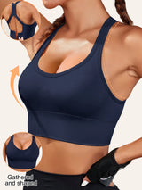 INTIMO SECRETS Women’s High-Impact Backless Sports Bra – Gathered, Breathable Fitness Top