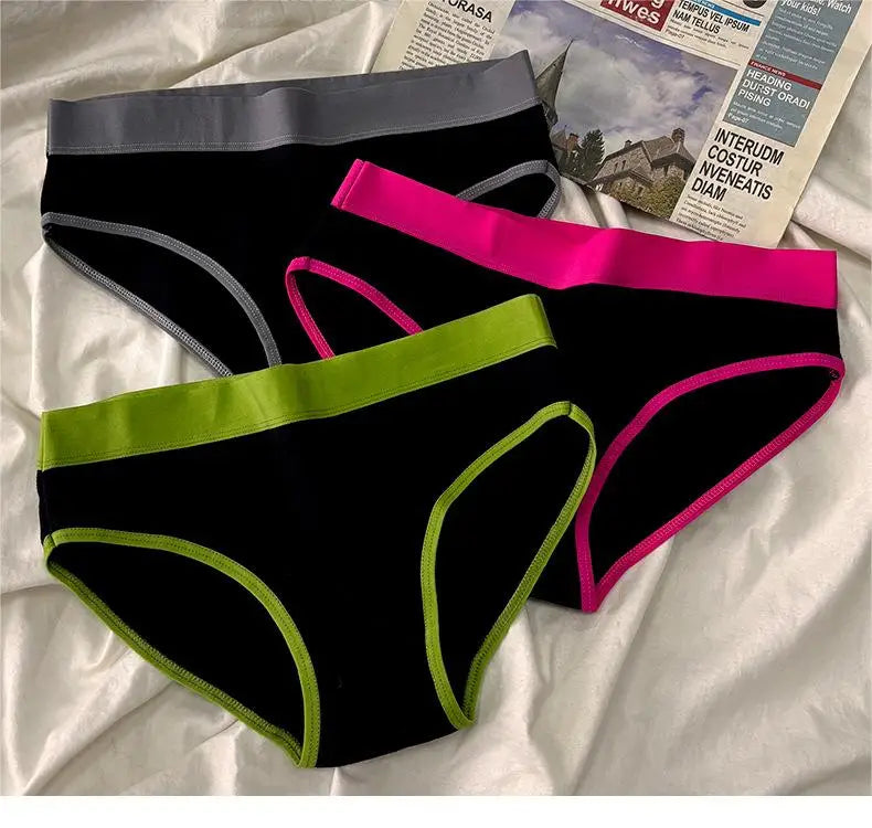 3Pcs/set Women's Panties Cotton Sports Briefs Middle Waist Solid Color Underwear Soft Breathable Underpants Female Sexy Lingerie