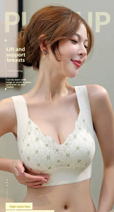 Seamless Lace Backless Bra Vest Fixed Cup Push-Up Side Breast Collection Wireless Vest Style Sleep Bra