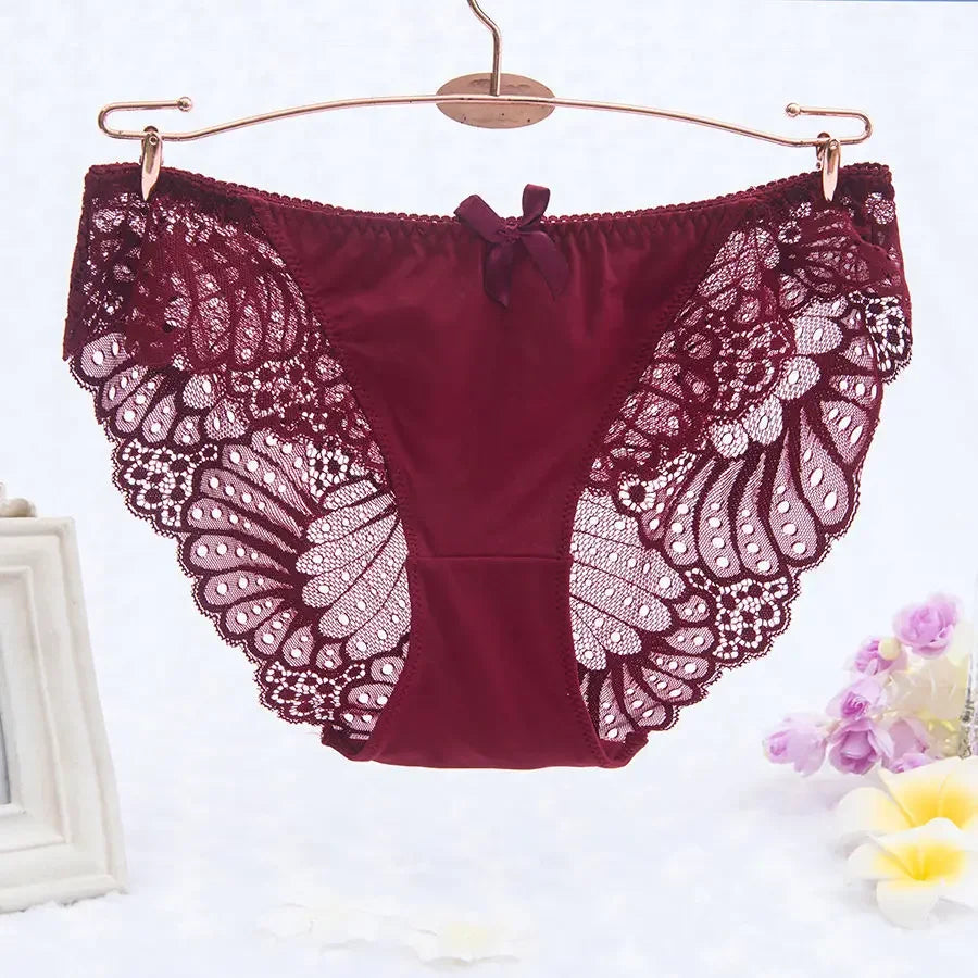 Hot Selling Item Fashion Women Underwear Sexy Lace Transparent Low Waist Hollow T Back Panties Lady Briefs Big Size M-3XL