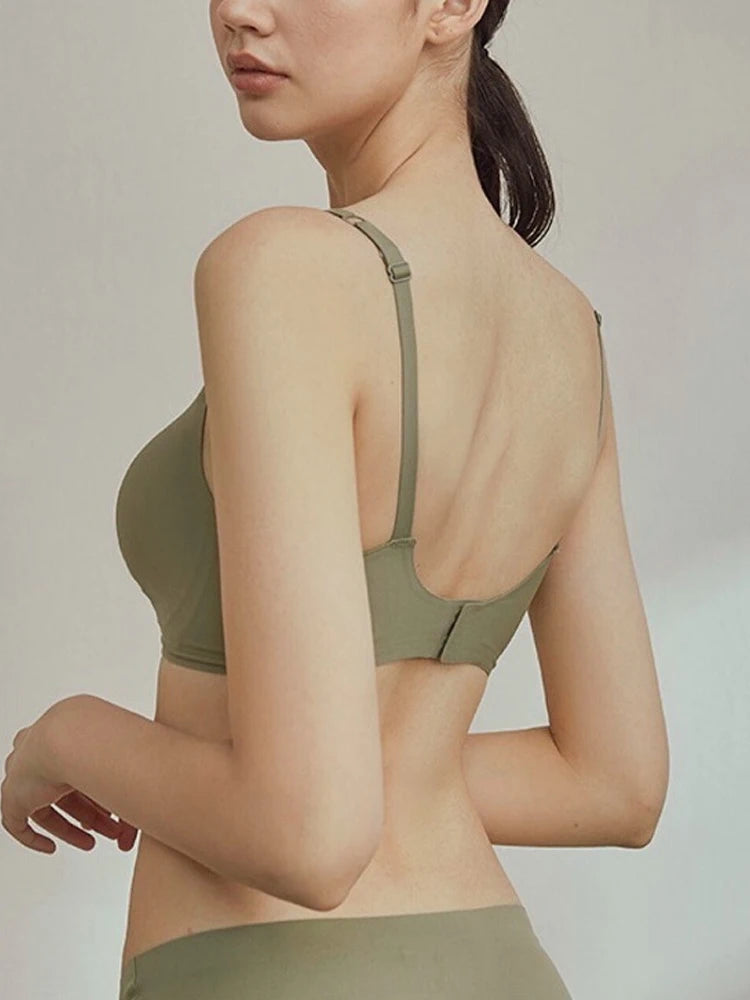 INTIMO SECRETS One-Piece Seamless Wireless Push-Up Bra Deep V Padded Bralette