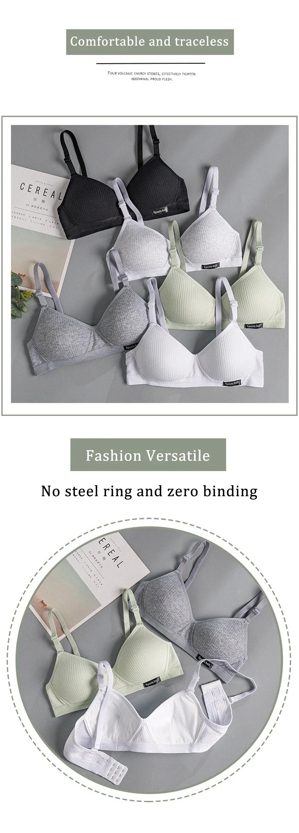 INTIMO SECRETS Women’s Wireless V-Shaped Bra – Seamless, Comfortable AB Cup