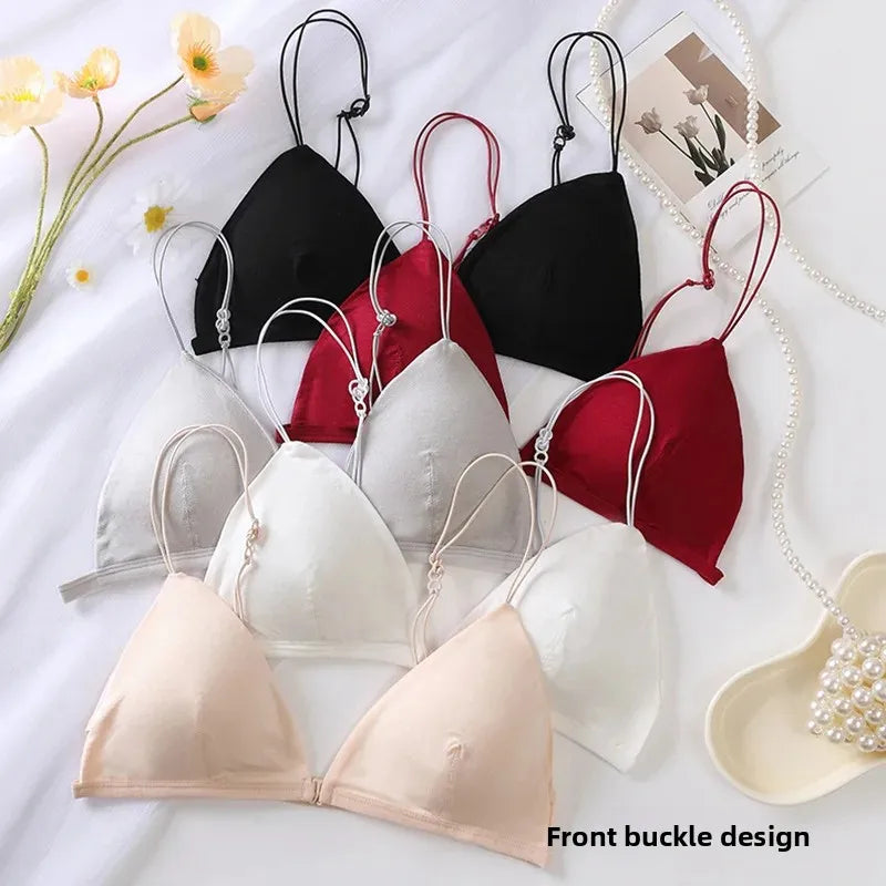 Summer Hit Low Cut Backless Pure Cotton Wrap Chest Bra Women's Sexy Interest Triangle Cup Strapless Underwear Intimate Apparel