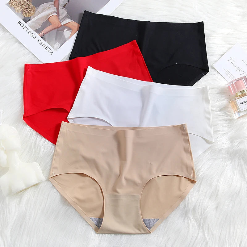 INTIMO SECRETS Plus Size Women’s Panties – Breathable Silk Satin 4PCS