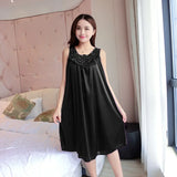 Summer Imitation Silk Nightgowns Women 2025 Sexy Sleepwear Nightwear Female  Spaghetti Strap Underwear Lace Breathable Homewear