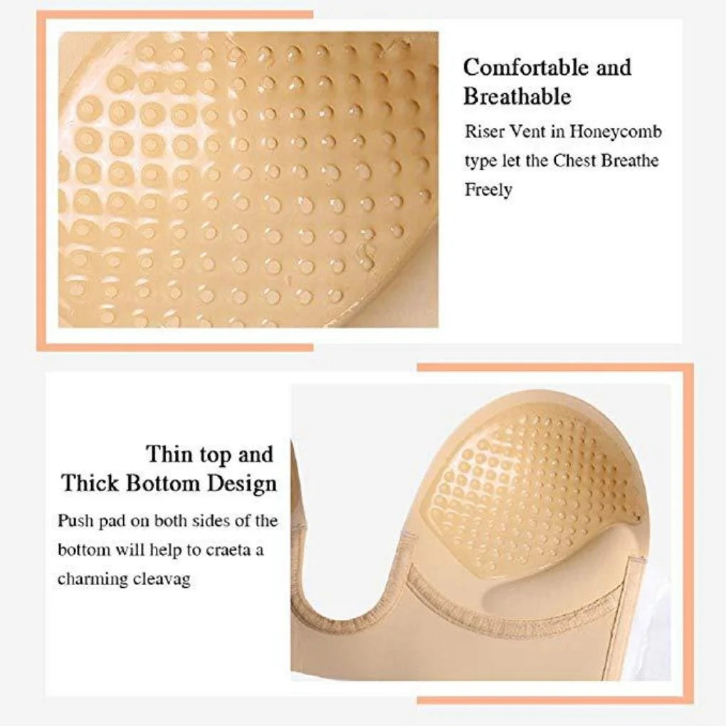 INTIMO SECRETS Strapless U-Shaped Silicone Bra – Invisible Adhesive Push-Up Backless Lifting Bralette