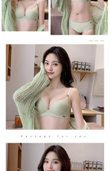 INTIMO SECRETS English Ice Silk Bra Set – Thick Cup, Wire-Free, Gathered Lingerie