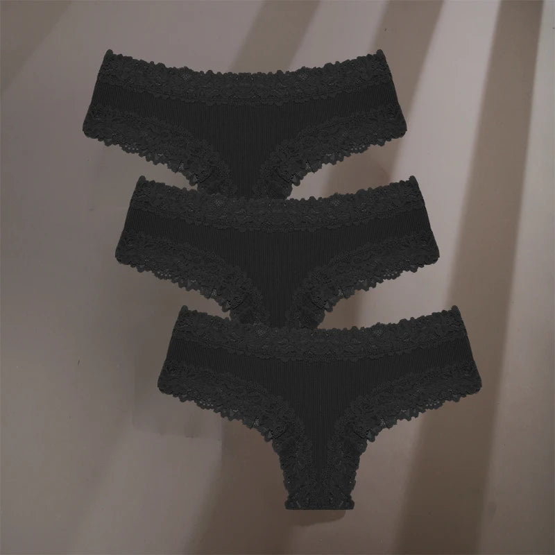 INTIMO SECRETS 3-Pack Women’s Floral Lace Cotton Panties – Sexy Soft Briefs S-XL