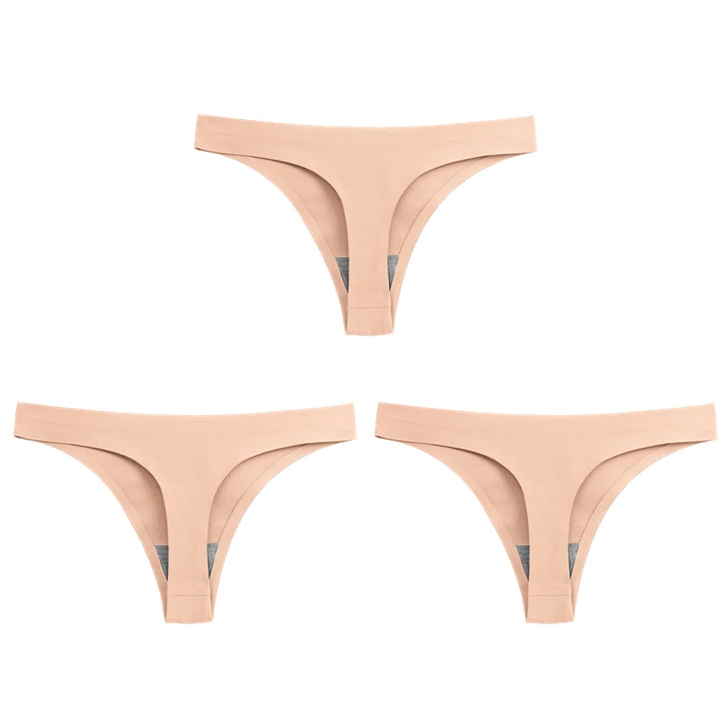 INTIMO SECRETS 3PCS Silk Satin Thongs – Sexy Seamless G-String Underwear for Women