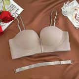 FINETOO 1PCS Women's Push-up Strapless Bras Front Buckle Brassiere Sexy Girls Small Chest Underwear Front Closure Sexy Bra