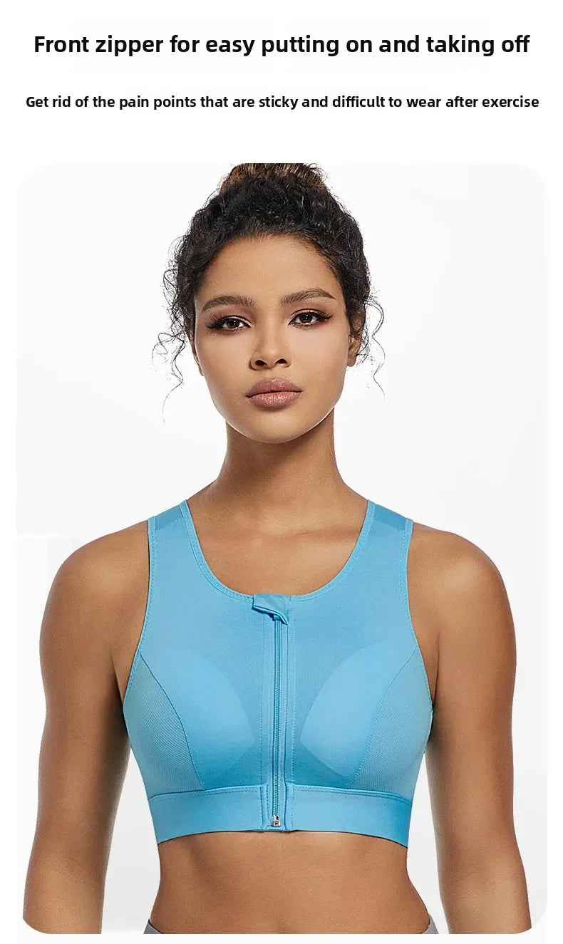INTIMO SECRETS Women’s High-Impact Sports Bra – Zipper Yoga Vest