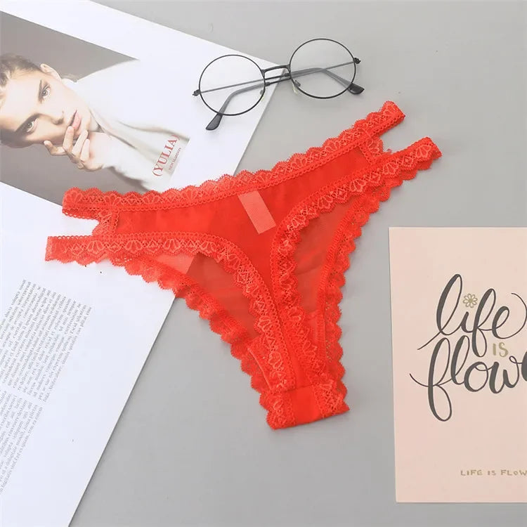 INTIMO SECRETS Women’s Summer Lace Thong – Low-Waist, Hollow-Out, Seamless & Breathable Panties
