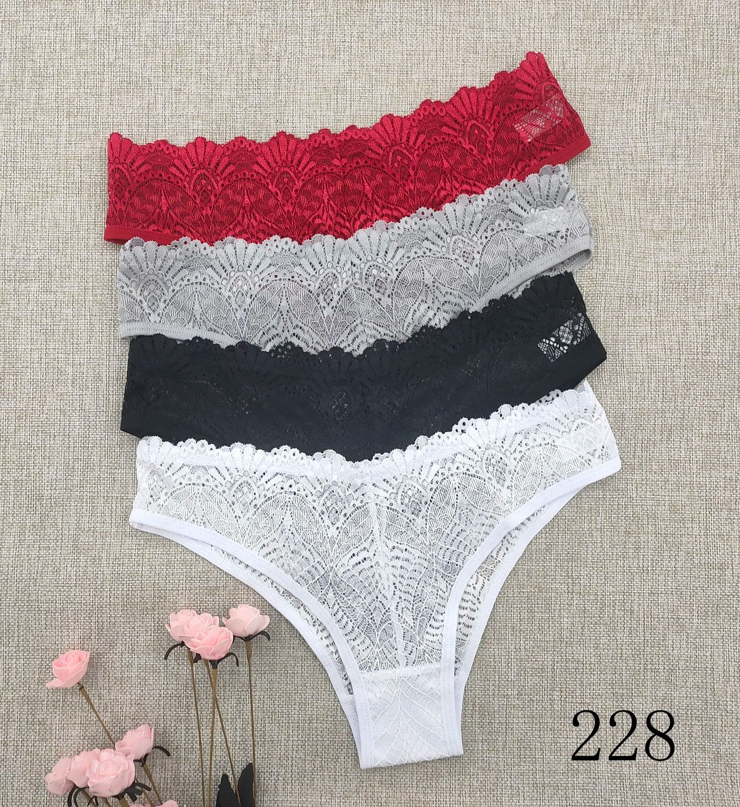 INTIMO SECRETS Women’s Low-Waist Hollow Lace Embroidered Panties – Summer Breathable