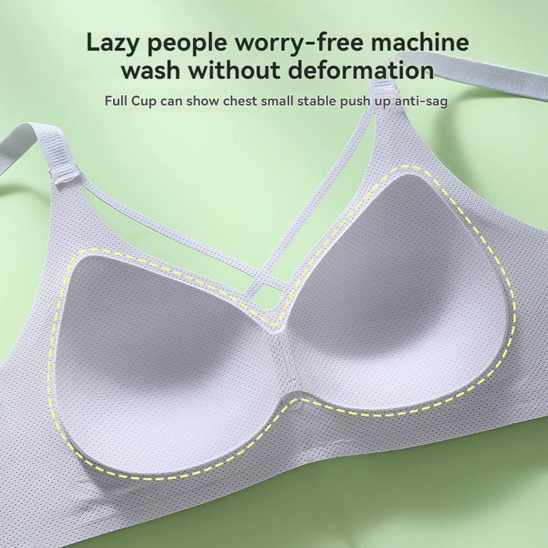 INTIMO SECRETS English Ice Silk Bra Set – Thick Cup, Wire-Free, Gathered Lingerie