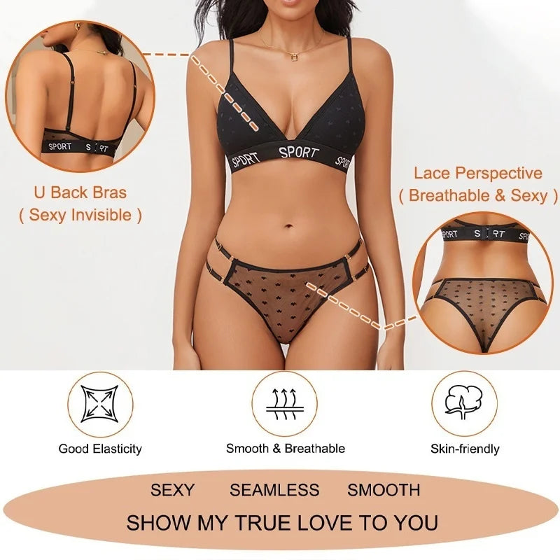 INTIMO SECRETS Dot Lace Push-Up Bralette – Wireless V-Neck Women’s Bra