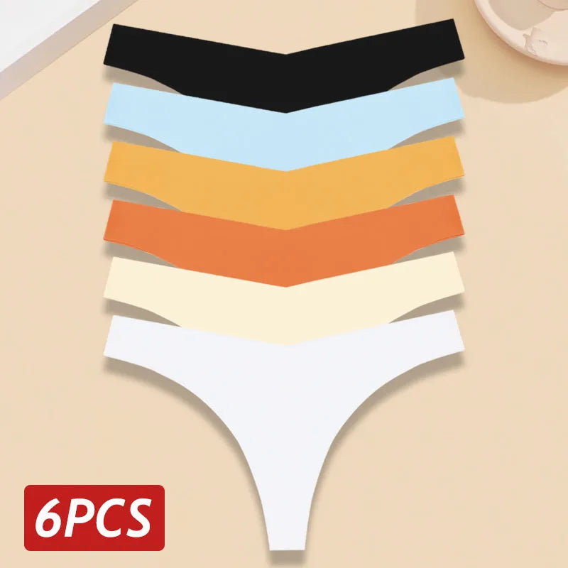 INTIMO SECRETS 6-Pack Women’s Seamless V-Waist Thongs – Ultra-Thin Summer G-String Panties